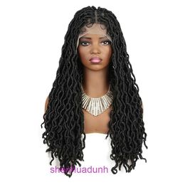 Womens long straight hair braid wig dirty headband shield front lace high-temperature silk