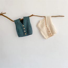 Sweaters Baby Casual Basic Sweater Vest Spring Sweater Baby Soft Cotton Clothing Girls Sweet Cardigan Sweaters Baby Boy Girl Top Vest