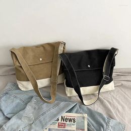 Shopping Bags Canvas Tote Bag For Men Women Shoulder Shopper Thick Cloth Handbag Korean Contrast Colour Crossbody Eco 2024