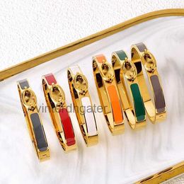 High-end Luxury H Home Bangle New Japanese Character Bracelet High end Light Luxury Style Colorful Drip Glue Open Titanium Steel Buckle Does Not Fade