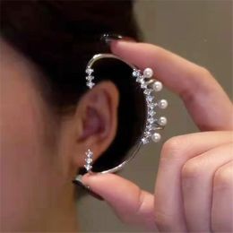 Earrings Fashion Shiny Zircon Pearl Ear Clip Ear Cuff for Women Silver Colour Metal No Piercing Fake Cartilage Earrings Wedding Jewellery