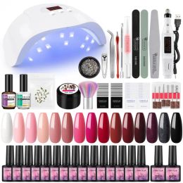 Kits Coscelia Nail Polish Set with Uv Led Lamp Gel Nail Polish Set Base Top Coat Soak Off Manicure Nail Art Tool Decorations Set