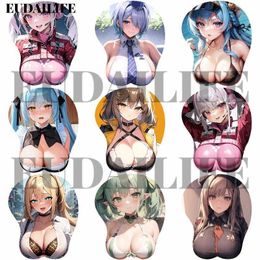 Mouse Pads Wrist Rests Nikke The Goddess of Victory Alice 3D Hand Wrist Rest Mouse Pad Mat Mousepad Silicone Breast Oppai Soft Office Work Otaku Gift Y240423