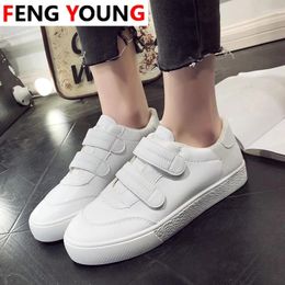 Fitness Shoes 2024 Women Female Hook Loop Platform Leather Vulcanised Chunky White Sneakers Fashion Woman Flat Casual