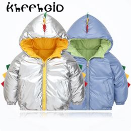 Coats 2021 new autumn and winter thickened cartoon dinosaur coat cotton padded jacket boys and girls baby cute space down jacket baby