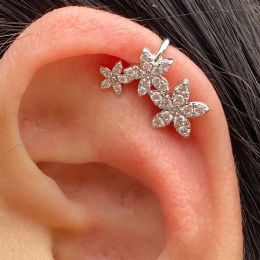 Earrings 1Pcs Korean New Sweet Cute Crystal Flowers Clip Earrings For Women Fashion Shiny Zircon Ear Cuff Ear Wrap Party Jewellery Gifts