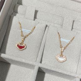 Luxury Jewelry Qeelin Necklace Red Agate Auspicious Wishful Lock Necklace Diamond Inlaid Chain 925 Silver Simple Temperament Gourd Necklace High Quality