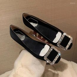 Casual Shoes 2024 Brand Rhinestone Buckle Loafers Woman Silk Flats Comfy Shallow Moccasins Slip On Femmes Ballerina Ladies Office Party