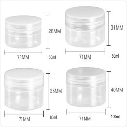 Removers 50pcs/lot 30g 50g 60g 80g 100g Plastic Jar with Lids Clear Container Empty Cosmetic Cream Powder Pot Makeup Box