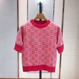 Retro Knitted Summer Wool Round Neck Hollow T-shirt Loose Pullover Knitted Top