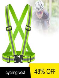 High visibility reflective vest Elastic Strap Reflective Adjustable Night Safety Cycling Vest Running Motorcycle9735710