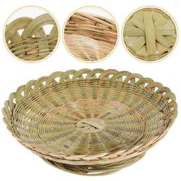 Dinnerware Sets Bamboo Basket Tray Bread Candy Snack Serving Desktop Woven Fruit Plate