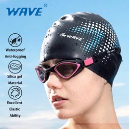 Swimming Caps Elastic Professional Silica Gel Waterproof Ear Protection Adult Men Women Long Hair Hat Cover Bone Pool 240416