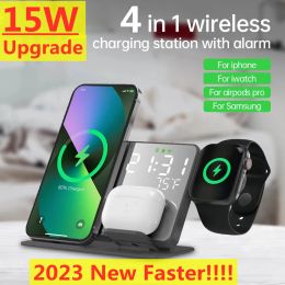 Chargers 15W Wireless Charger Stand For iPhone 14 13 12 11 Apple / Samsung Watch 4 in 1 Fast Charging Station for Airpods Pro iWatch 8 7