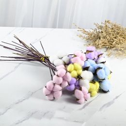 Decorative Flowers Natural Cotton Branch Artificial Home Decoration DIY Dried For Wedding Birthday Party