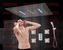 Bathroom Concealed Shower Set with Massage Jets LED Ceiling Shower Head Panel Thermostatic Bath Shower Tap Rain Waterfall AF54247353113