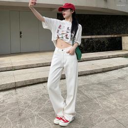 Women's Jeans Spot White Female Loose And Tall Waist Xuan Wide-legged JeansHang Down Feeling Straight Pale Blue Mop Trousers Little