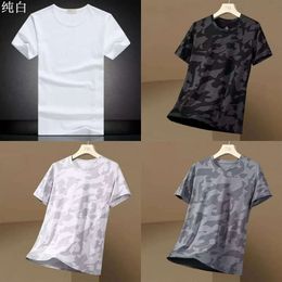 Thin Summer Camouflage Ice Silk Short Sleeved Oversized Loose and Versatile Quick Drying Breathable T-shirt for Men's Clothing