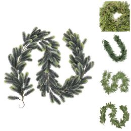 Decorative Flowers 200cm Christmas Garlands Artificial Faux Greenery Garland Wall Hanging Simulated Vines For Backdrop Arch Decor