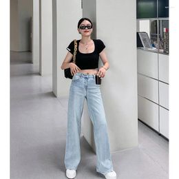 Women's Jeans Women Pants Leisure Loose High Waist Vintage Wide Leg Jean Korean Style All-match Simple Full-length