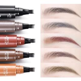 Supply 4 Fork Tip Eyebrow Tattoo Pencil 5 Colours Eyebrow Waterproof Pen Long Lasting Natural Dark Brown Liquid Eye Brow Pencil Makeup