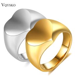 Bands Romantic Stainless Steel Heart Shaped Wedding Rings For Women Men Ladies Gold Colour Fashion Jewellery Birthday Gift
