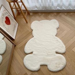 Carpets Cute Bear Shaped Furry Artificial Fur Are Rug Decoration Faux Floor Mat