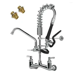 Kitchen Faucets Wall Mount Commercial Faucet Brass Constructed Sprayer 21" Height 8" Center Pull Down Pre Rinse 360° Rotation 1.42 GPM