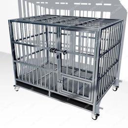 Cat Carriers Stainless Steel Dog Crate Large Medium-Sized Cage Folding Pet Bold House Outdoor