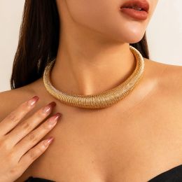 Necklaces Ingemark Exaggerated Heavy Metal Chunky Torques Choker Necklace for Women Trend Vintage Thick Chain Grunge Jewelry Steampunk Men