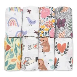 sets 120x120cm Bamboo Cotton Baby Swaddle Bedding Bath Towel Infant Wrap Gauze Muslin Blankets Breathable For Newborn Baby Dropship