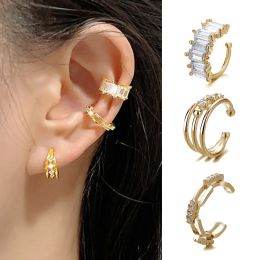 Earrings 1 pcs New Charming Line Zircon Clip On Earring Ear Cuff Without Piercing Earrings Silver Gold Color Jewelry