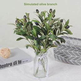 Decorative Flowers 1 Branch Artificial Plant With Fake Fruit Realistic Looking 4 Forks Design Simulation Olive Home Decoration