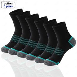 Men's Socks High quality mens socks casual breathable running and sports socks 5 pairs of mens cotton socks black winter socks mens plus size 38-45 yq240423