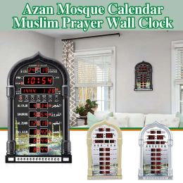 Clothing Azan Mosque Prayer Clock Islamic Mosque Muslim Prayer Calendar Wall Clock Alarm Ramadan Remote Control Home Decor Gifts EU