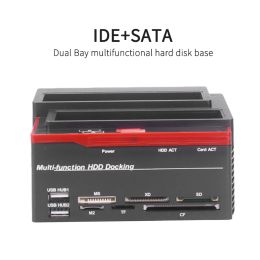 Hubs 2.5/3.5" SATA IDE HDD Docking Station Clone HDD Enclosure USB 2 Ports USB 2.0 Hub MS/M2/XD/CF/SD/TF Card Reader