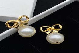 Designer Bow Tie Earring Stud For Womens Jewellery Hoop Earrings Fashion Pearl Gold Earrings Mens Luxury Earring Studs Gift 2207123D9105771