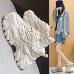 Casual Shoes Black Dad Chunky Sneakers Vulcanised Woman High Platform Lace Up White Zapatos De Mujer Tenis