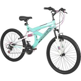 Bikes Mountain BikeVertical Dual Suspension 24 Inch Wheels with 18 Speed Grip Shiter and Dual Hand Brakes in Teal and Pink Bike Y240423