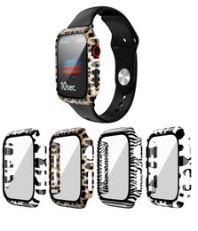 PC Leopard Print Protector Case with Glass Film for Apple iWatch Watch SE Cover Series 6 5 4 3 Bumper 40mm 44mm 38mm 42mm4081395