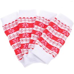 Dog Apparel 4pcs Pet Leg Ankle Protective Sleeves Dirt Proof Cover Anti-urine Warm Knee Pad (Christmas Snow Size L)