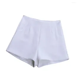 Women's Shorts White Black Stretch Suit Women Mini Short Femme High Waist Pants Elegant Wide Leg Summer