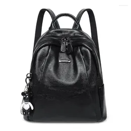 School Bags Genuine Leather Backpack For Women In South Korea Fashionable Large Capacity Casual Soft