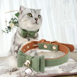 Leads Bow Knot Collar Adjustable Luxury Cat Dog Bell Collar Pet Decorations Bow Tie Cat Collar Metal Buckle for Cats Small Dogs