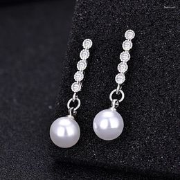 Stud Earrings Drop Fashion Silver Colour Pearl Brincos For Christmas Gifts Jewellery