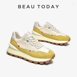 Casual Shoes BEAUTODAY Sneakers Women Suede Leather Polka Dot Mixed Colours Thick Sole Trainers Spring Ladies Handmade 29706