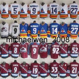 Kob Weng Jerseys 9 Lanny McDonald 14 Rene Robert 27 John Wensink 33 Patrick Roy 52 Adam Foote 92 Gabriel Landeskog Jerseys