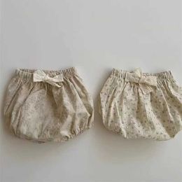 Shorts 2023 Summer New Baby Cotton Pp Infant Floral Kids Casual Cute Toddler Girl Lace Clothes H240423