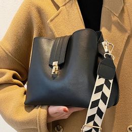 Bag Vintage Solid Color Bucket Crossbody Bags For Women 2024 Designer Fashion Pu Leather Black Shoulder Big Handbags Purse