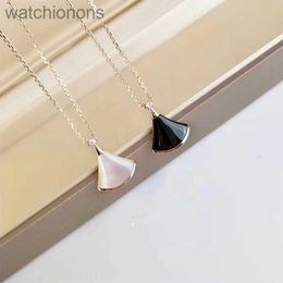 Original Blgarry Designer Necklace High Version Vgold Fanshaped Necklace for Women Rose Gold Shell Red Chalcedony Black Agate Jewellery with Logo and Gift Box